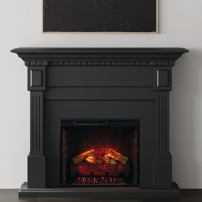 Modern Ember Augustine Black Electric Fireplace Mantel Package ME-AUG-SBK-28
