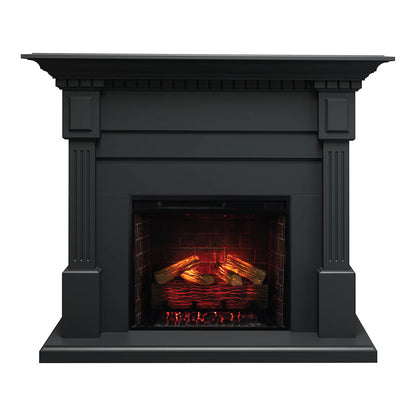 Modern Ember Augustine Black Electric Fireplace Mantel Package ME-AUG-SBK-28