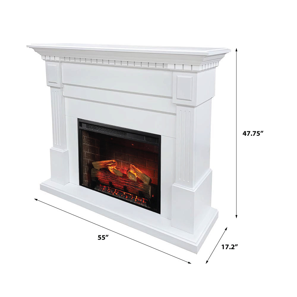 Modern Ember Augustine White Electric Fireplace Mantel Package ME-AUG-WHT-28