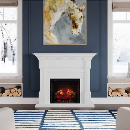 Modern Ember Augustine White Electric Fireplace Mantel Package ME-AUG-WHT-28