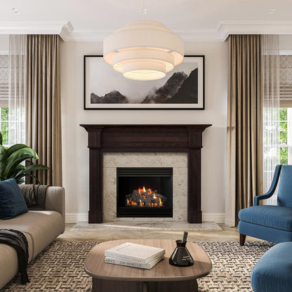 Grant Wood Mantel - Chocolate Stain, Celtic Blue Facing