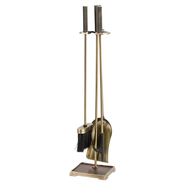 Harper Fireplace Tool Set in Aged Brass T41140AB