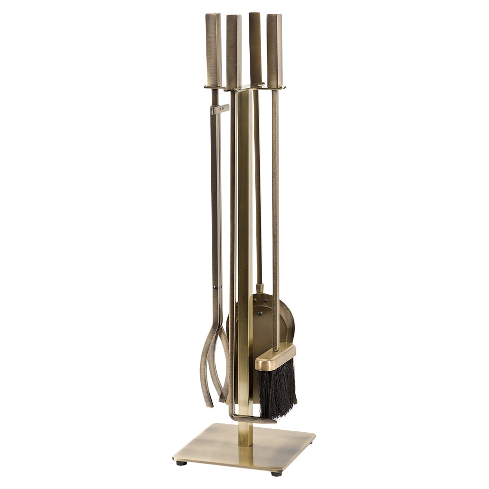 Harriet Fireplace Tool Set in Aged Brass 