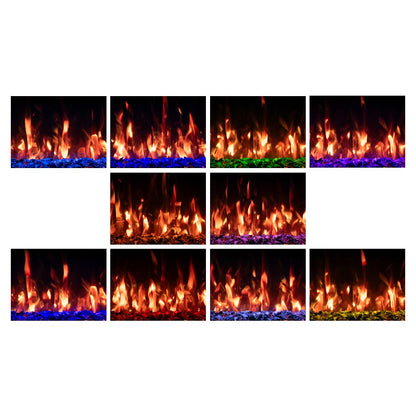 Grid displaying 10 different ember bed combinations for the 33" smart firebox.