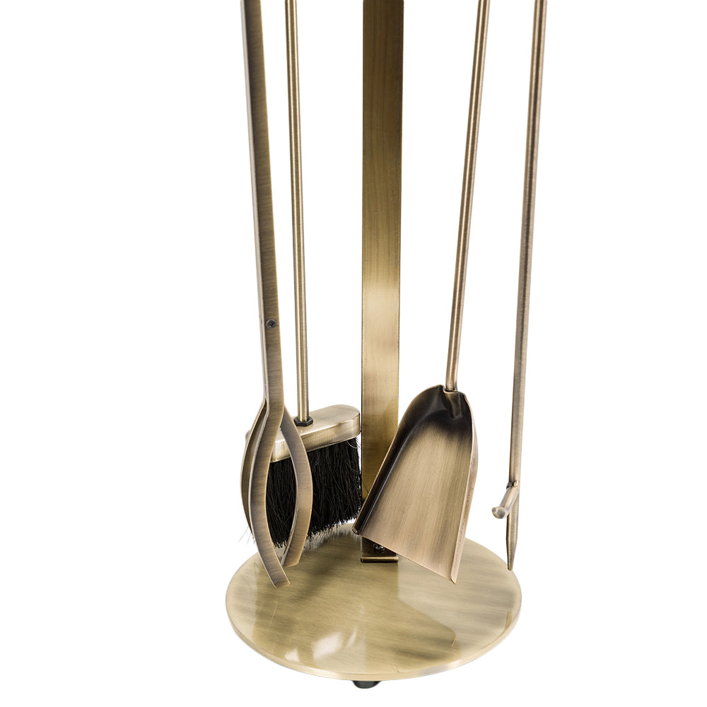Knoll Fireplace Tool Set in Aged Brass T57010AB