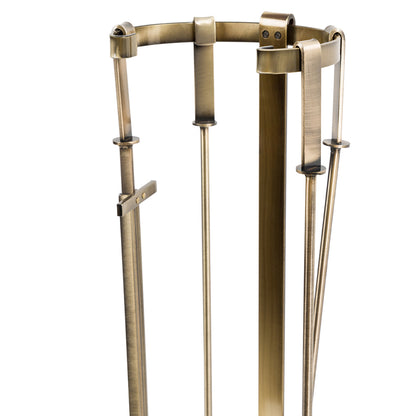 Knoll Fireplace Tool Set in Aged Brass T57010AB