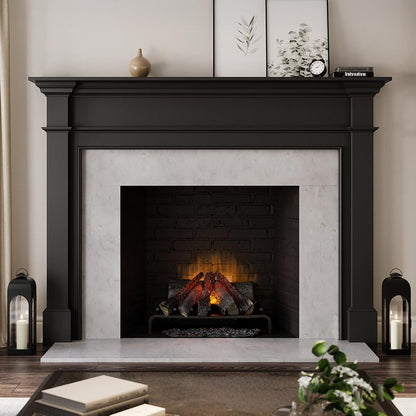 Lakeport Wood Mantel - Black Paint, Cotton Facing