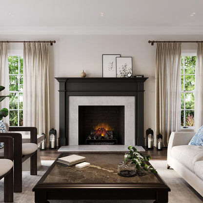 Lakeport Wood Mantel - Black Paint, Cotton Facing