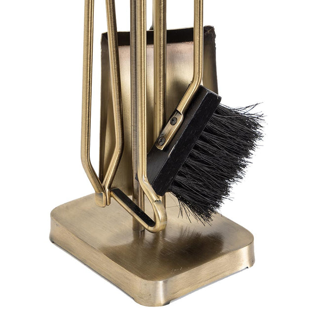 Levi Fireplace Tool Set in Aged Brass with Walnut Handles T56000AB-Walnut