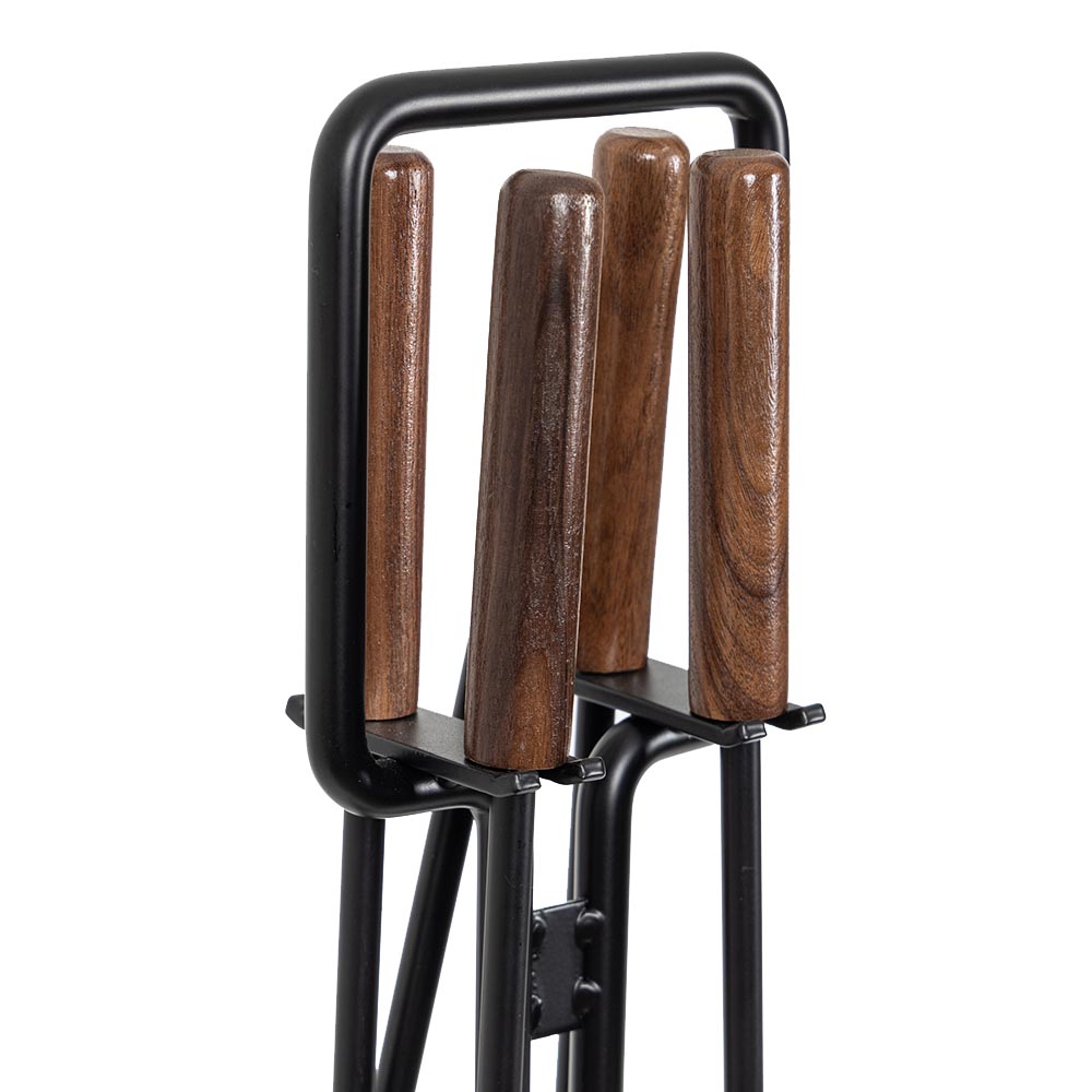 Levi Fireplace Tool Set with Walnut Handles T56000BK-Walnut