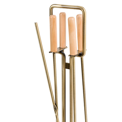 Levi Fireplace Tool Set in Aged Brass T56000AB