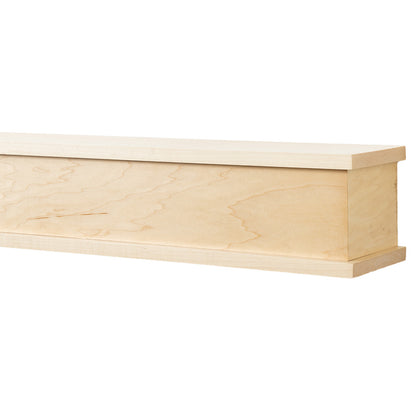 Muirwood 60-in Wood Mantel Shelf Clear Polyurathane side view. 