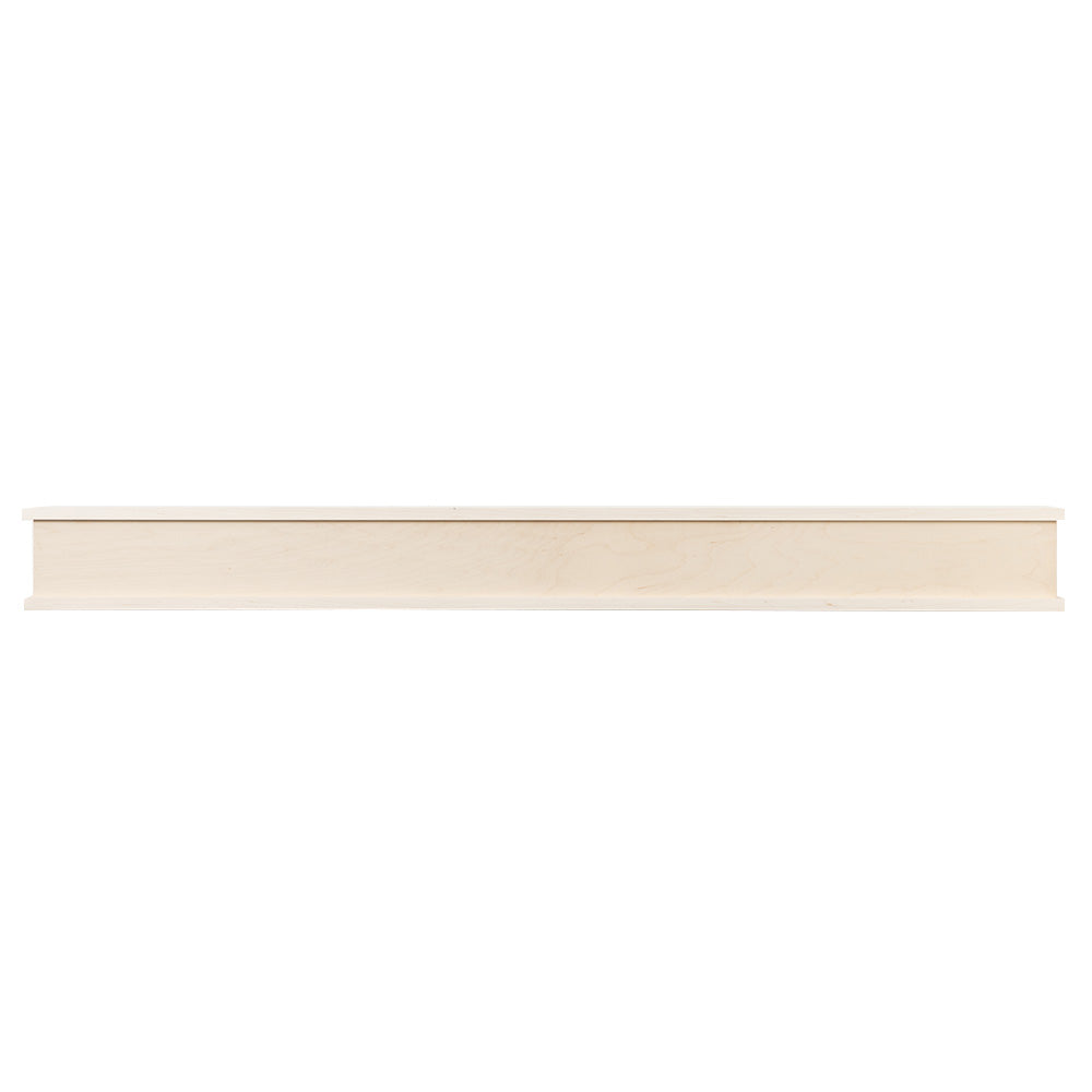 Muirwood 60-in Wood floating Mantel Shelf - Unfinished, front view. 