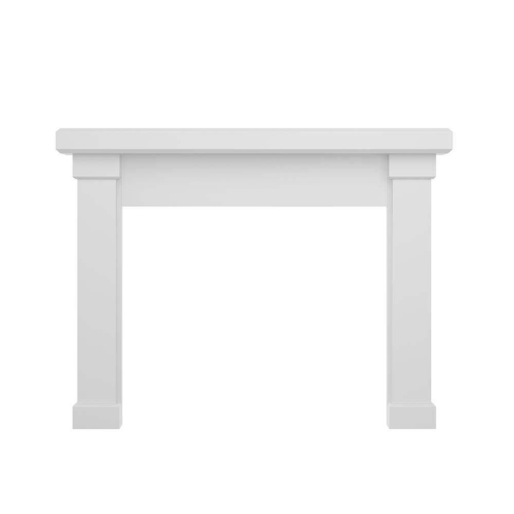 Modern Ember Nobel Mantel Surround in classic white painted finish with smooth lines and transitional modern design.