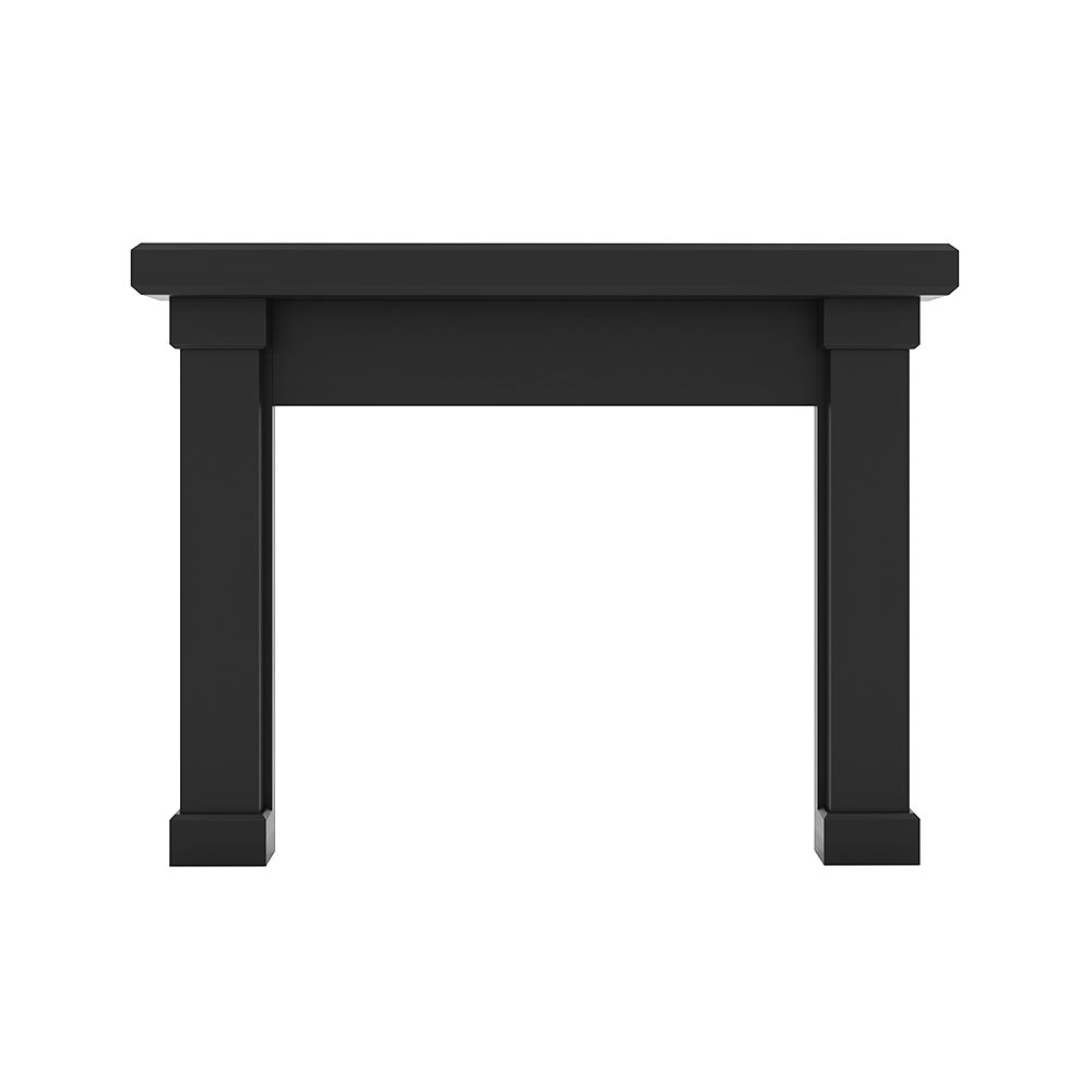 Modern Ember Nobel Mantel Surround 54x39 in matte black painted finish with bold contemporary profile and clean wood construction