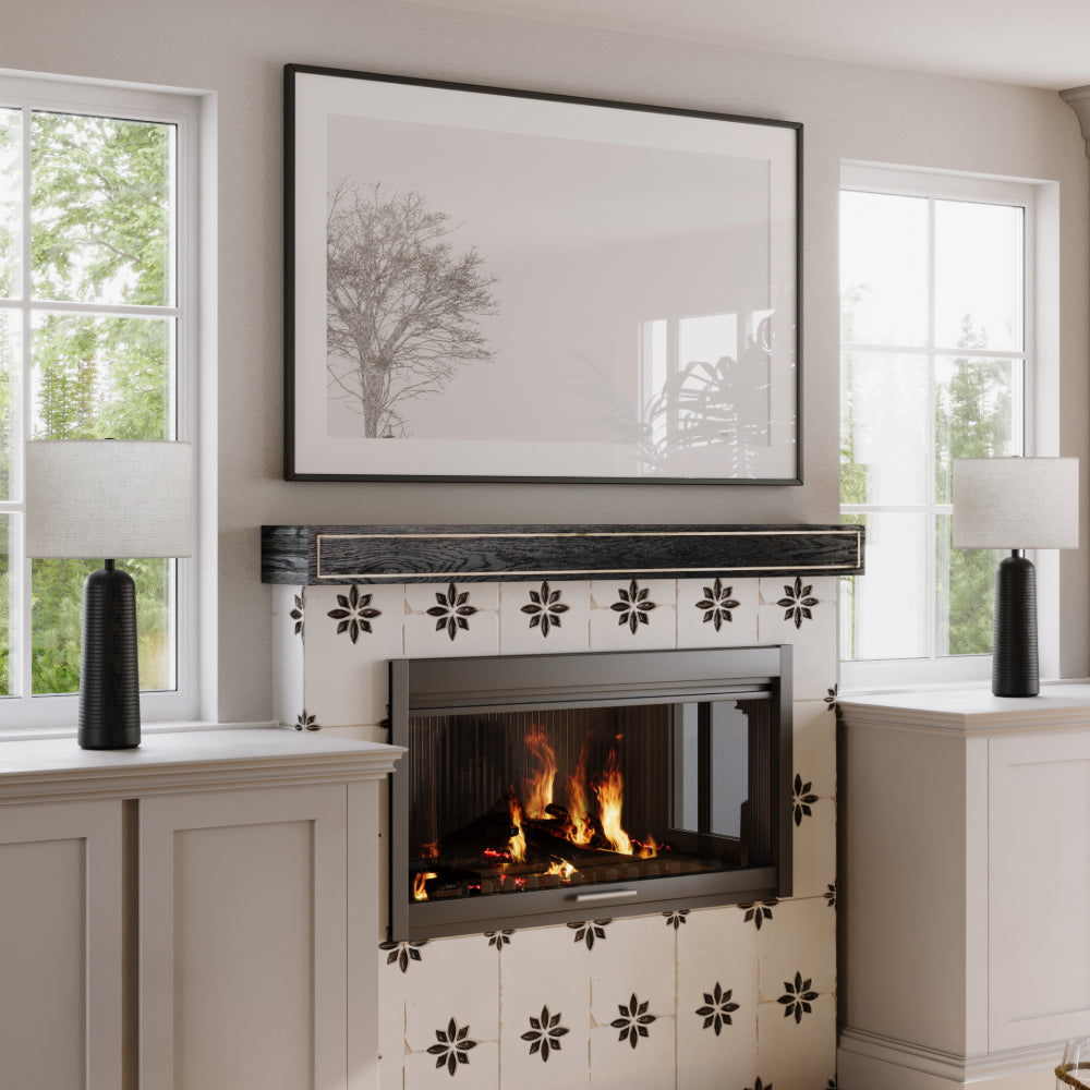 Oak Park Wood Mantel Shelf in Black
