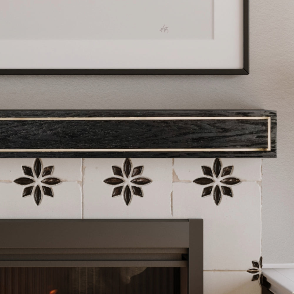 Oak Park Wood Mantel Shelf in Black