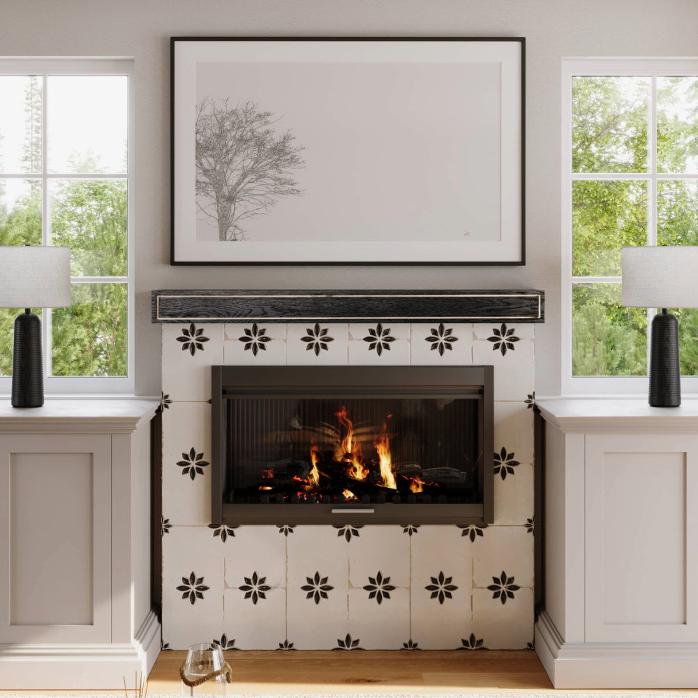 Oak Park Wood Mantel Shelf in Black