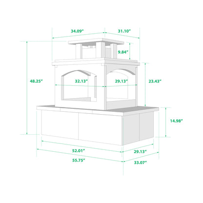 Modern Ember The Perfect Outdoor Fireplace ME-POF Dimensions
