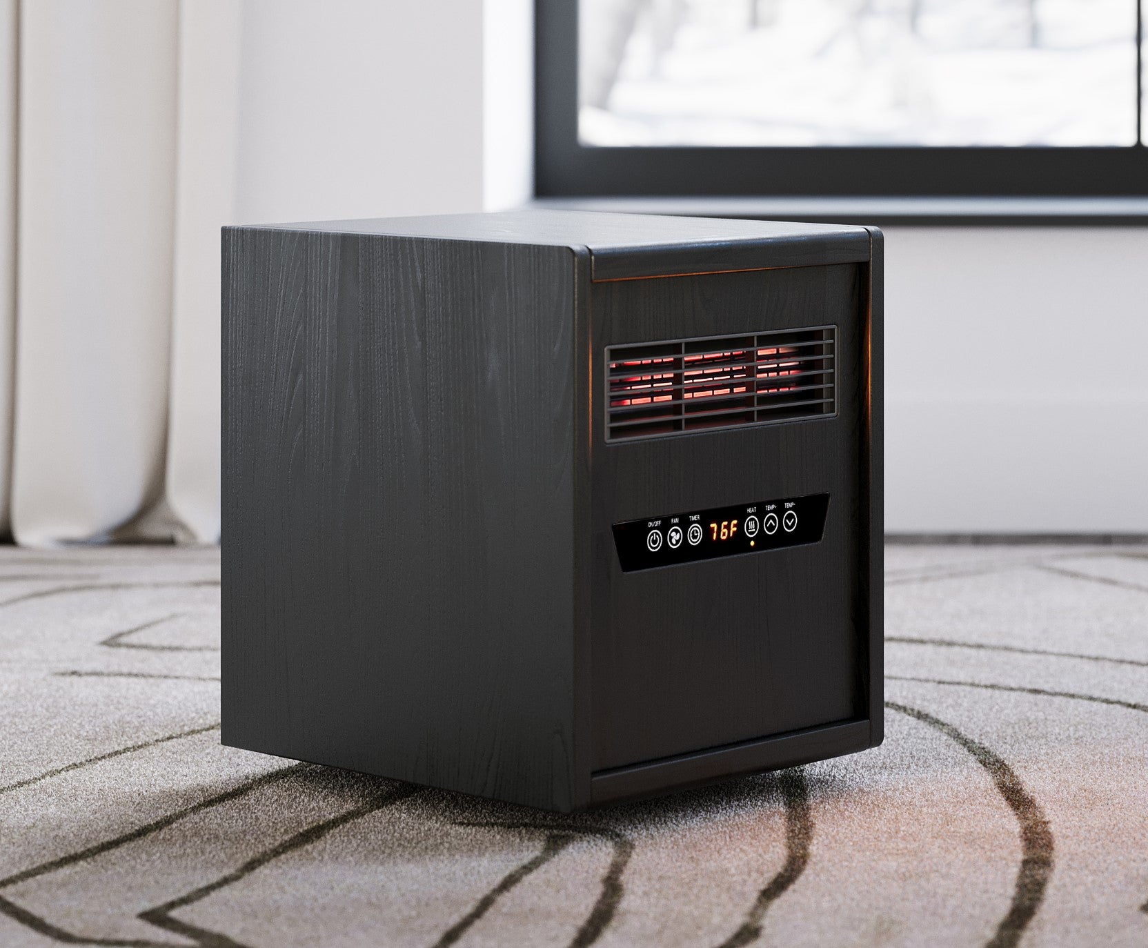 Modern Ember Infrared Heater in Black Oak ME-BKO-IFH