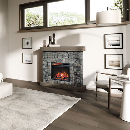 Raeford Stone Mantel & 18-in Firebox ME-RAE-STN-18