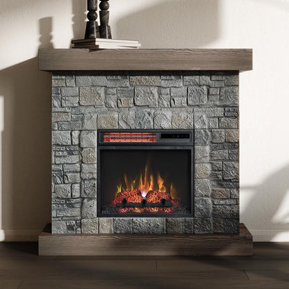 Raeford Stone Mantel & 18-in Firebox ME-RAE-STN-18