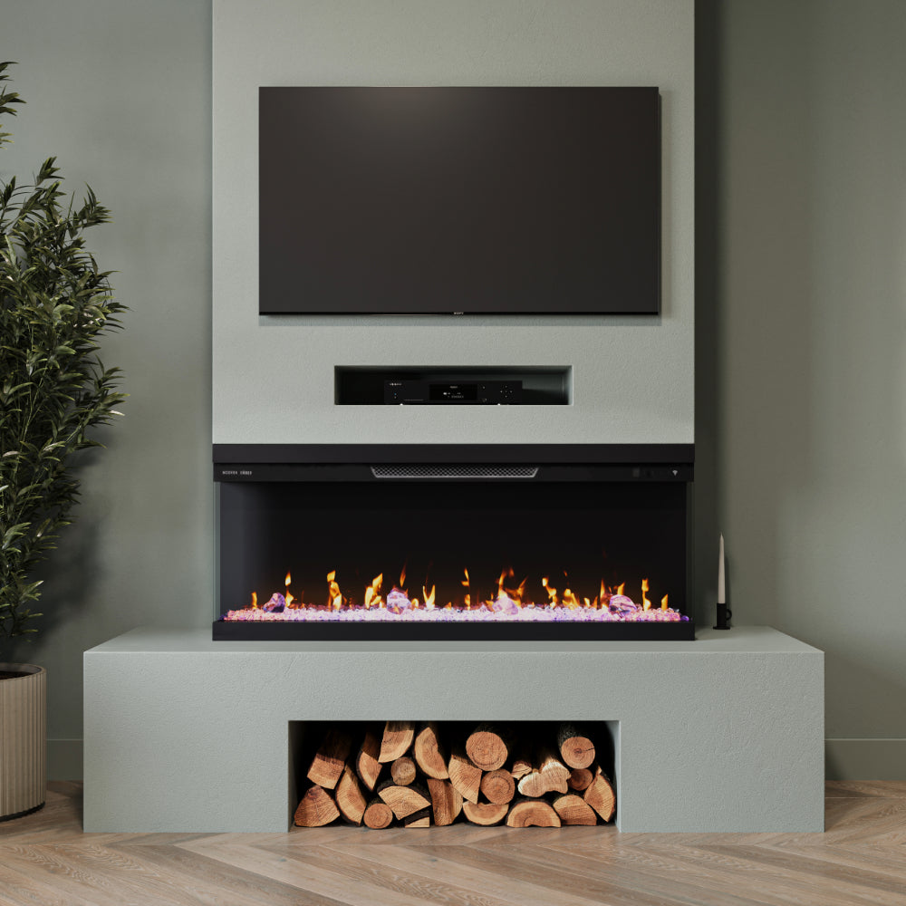 Modern Ember Skyline 50-in 3-Sided Linear Electric Fireplace ME-50-3SV : Front & 2 Sides Installation