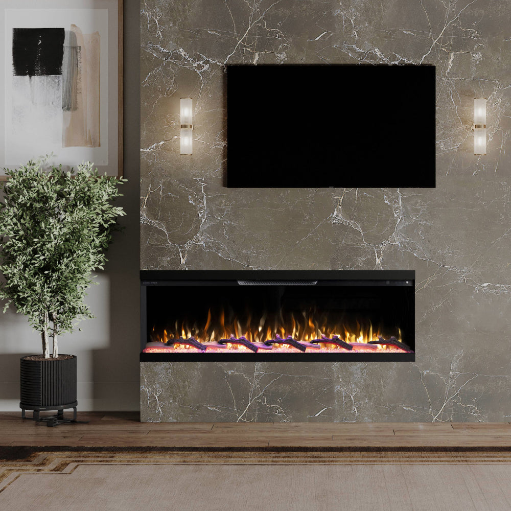 Modern Ember Skyline 60-in 3-Sided Linear Electric Fireplace ME-60-3SV : Front & 1 Side Installation