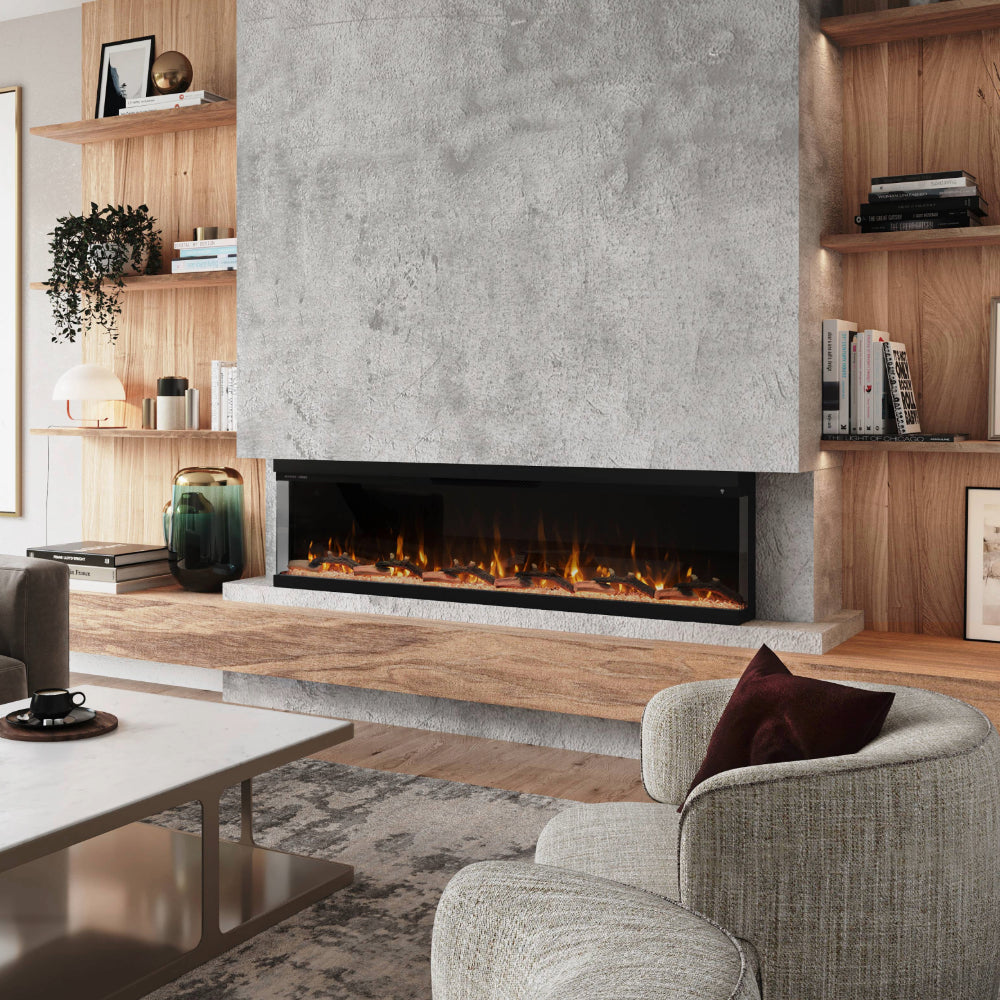 Modern Ember Skyline 72-in 3-Sided Linear Electric Fireplace ME-72-3SV : Front & 2 Sides Installation
