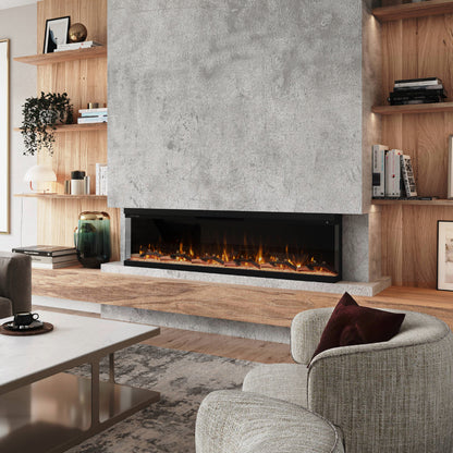 Modern Ember Skyline 72-in 3-Sided Linear Electric Fireplace ME-72-3SV : Front & 2 Sides Installation