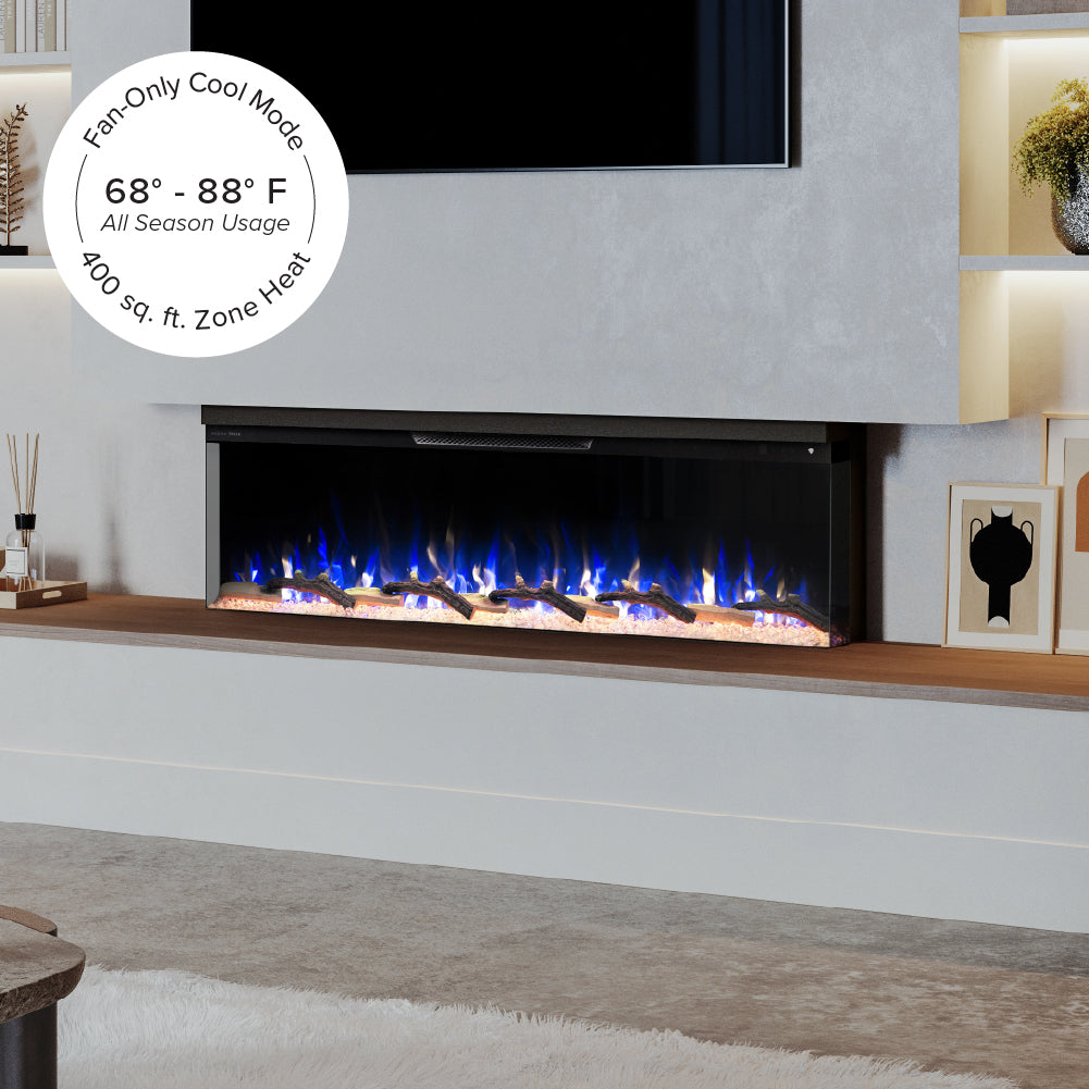 Modern Ember Skyline 60-in 3-Sided Linear Electric Fireplace ME-60-3SV Temperature