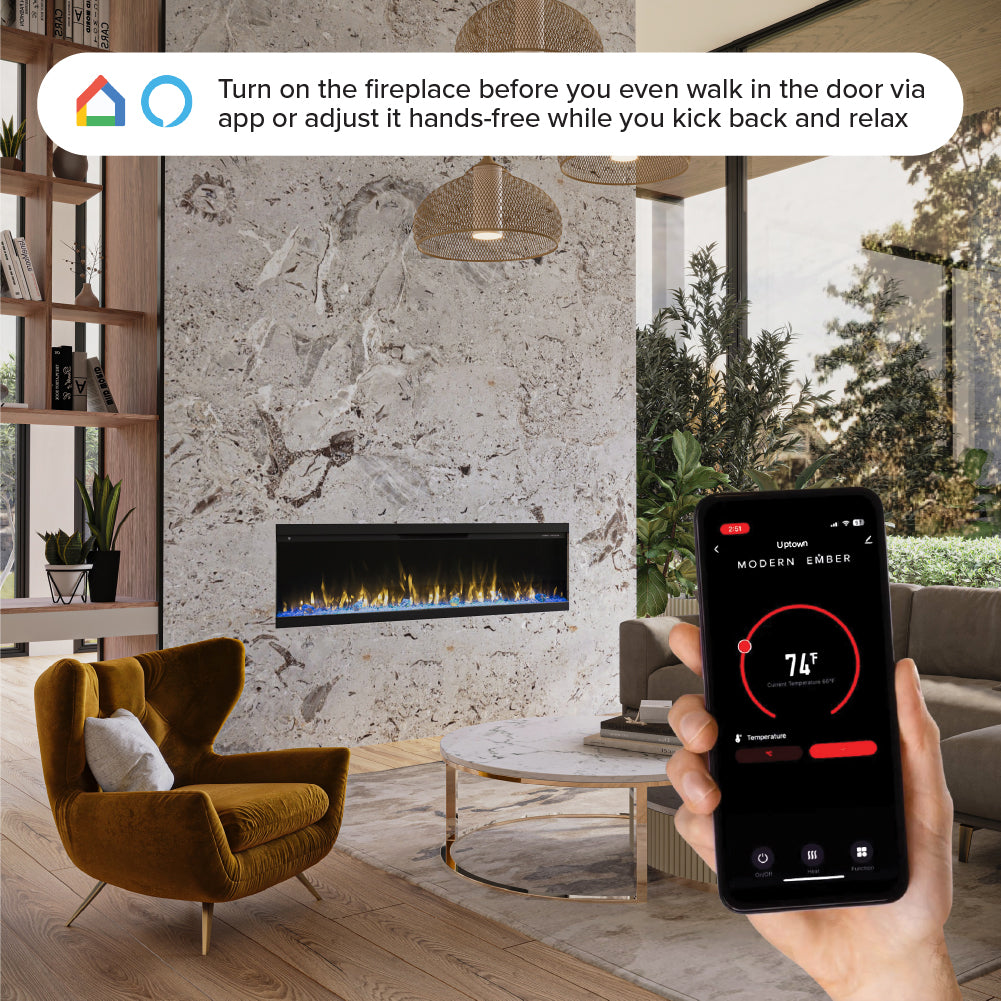 Modern Ember Skyline 72-in 3-Sided Linear Electric Fireplace ME-72-3SV-Tech