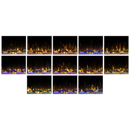 Modern Ember Skyline 50-in White Wall Mount Electric Fireplace ME-50-3SV-WHTSURR Down Lighting Colors