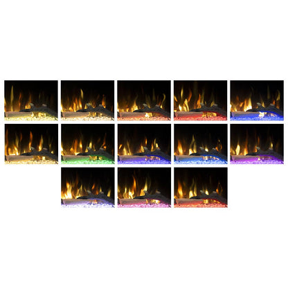 Modern Ember Skyline 50-in White Wall Mount Electric Fireplace ME-50-3SV-WHTSURR Ember Bed Colors