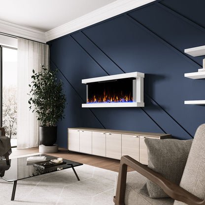 Modern Ember Skyline 50-in White Wall Mount Electric Fireplace ME-50-3SV-WHTSURR
