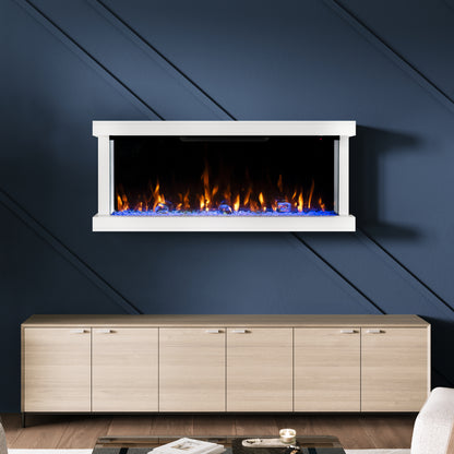 Modern Ember Skyline 50-in White Wall Mount Electric Fireplace ME-50-3SV-WHTSURR