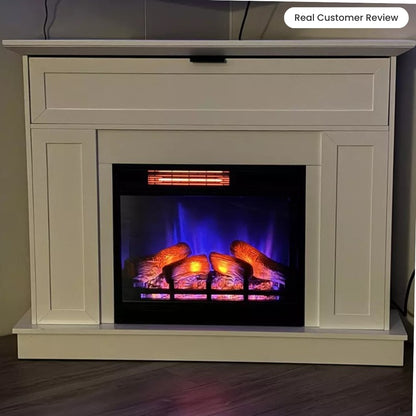 Tillary White Corner Mantel & 23-in Firebox ME-TILL-WHT-23 Storage Detail