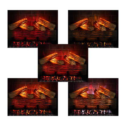 Grid displaying 5 different flame and ember color combinations for the 28" firebox insert.