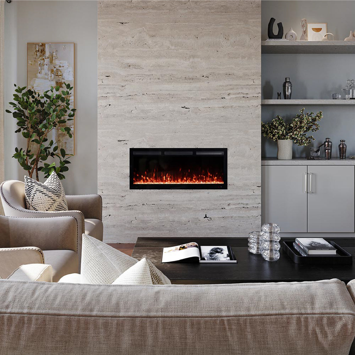 Vibrance 42 Inch Fireplace in a modern small living room. 