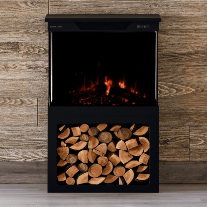 Modern Ember 24-in Black 3-Sided Stove with Storage Base ME-24-3SD-KIT-BLK