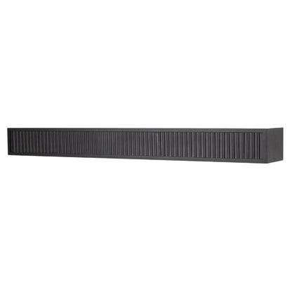 Angled view of the Black Monti Boxframe floating shelf in Sable, highlighting its clean, contemporary lines and fluted texture.