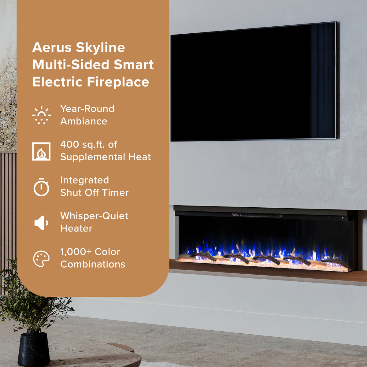 Skyline 3-Side Linear Electric Fireplace