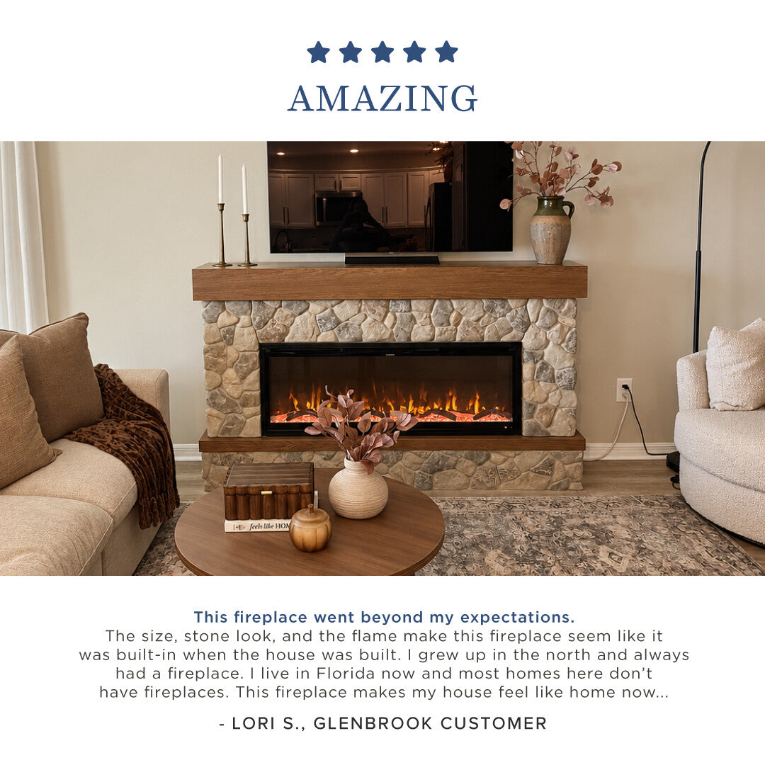 Brookstone River Rock Mantel & 50" Linear Firebox by Country Living