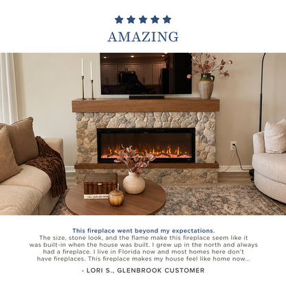 Brookstone River Rock Mantel & 50" Linear Firebox by Country Living