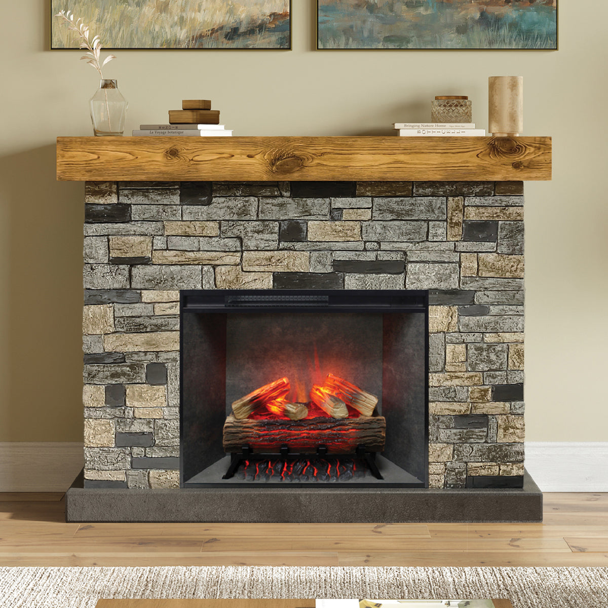 Dixson Stone Mantel & 28" Firebox by Country Living