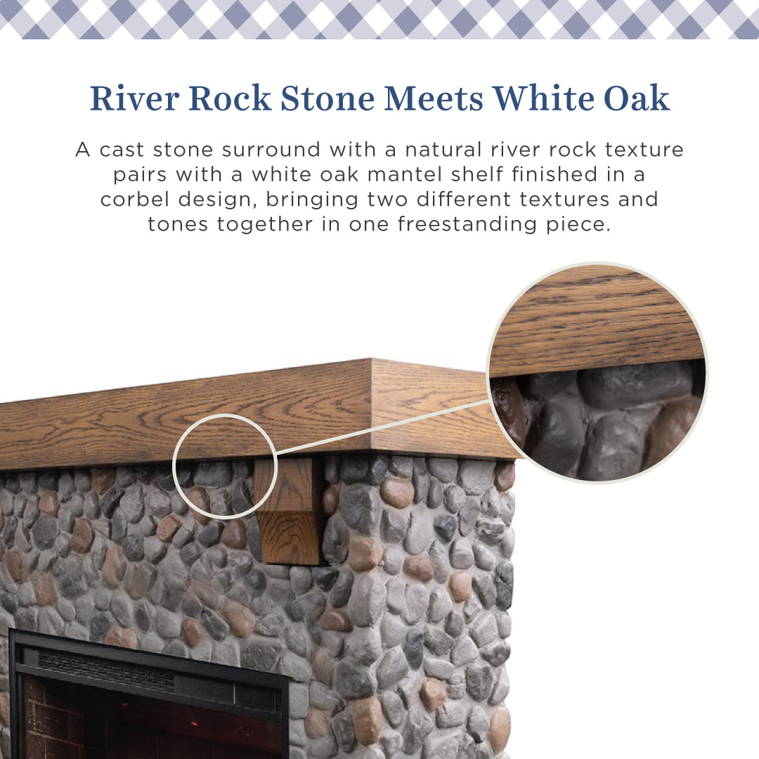 Glenbrook River Rock Mantel & 28" Firebox by Country Living