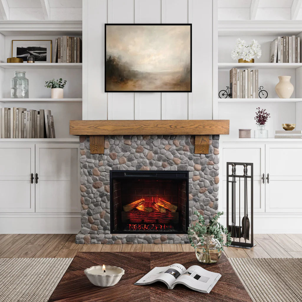 Glenbrook River Rock Mantel & 28" Firebox by Country Living