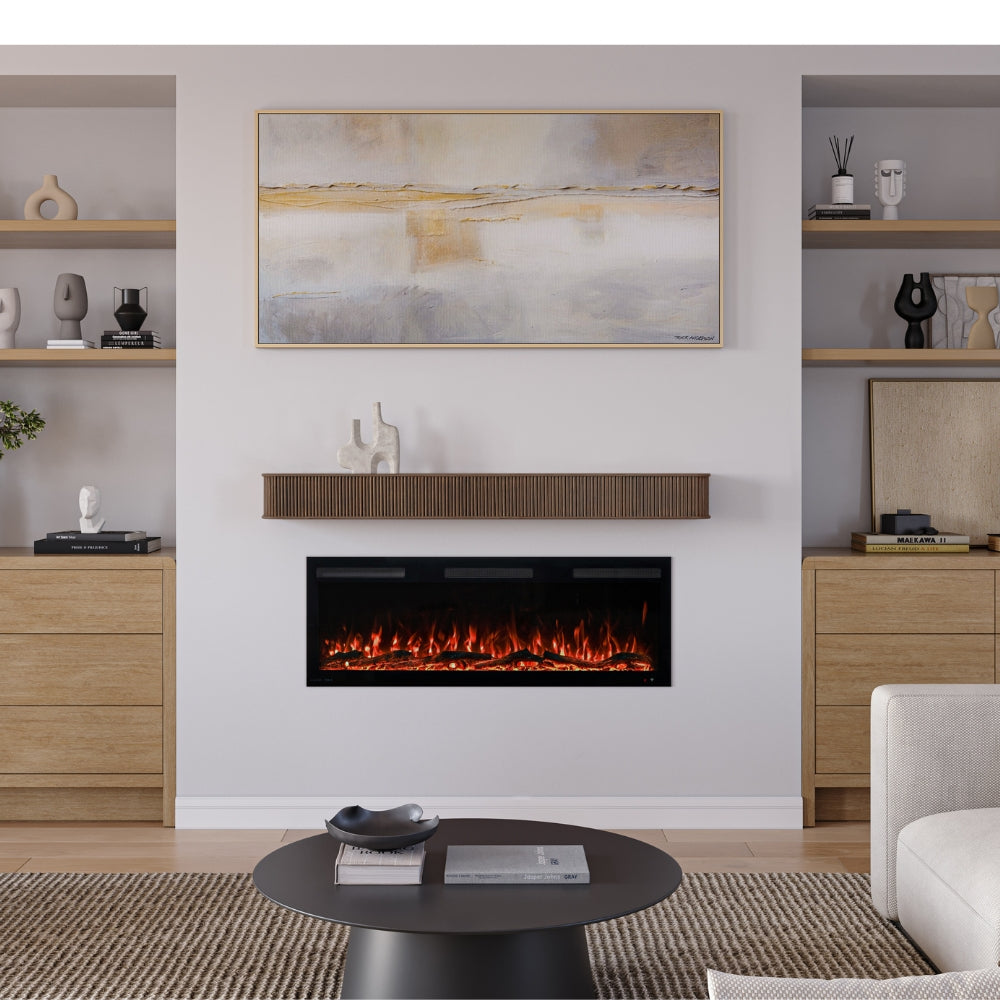 Alfama 60-in Reed Mantel Shelf Umber Stain
