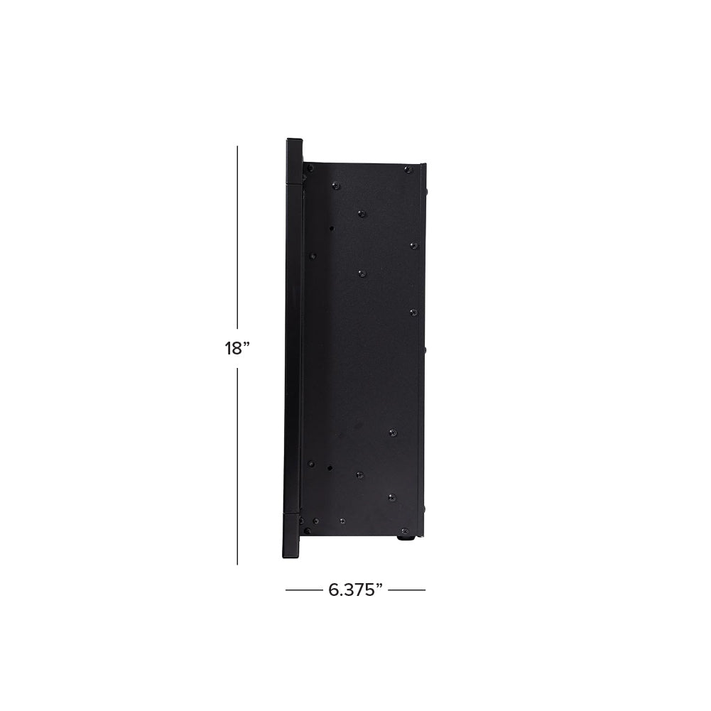 Side view of the Highmark Linear Electric Fireplace with dimensions labeled on a white background