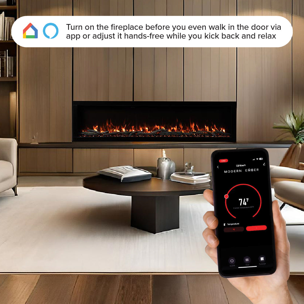 Modern Ember 84-in Highmark Linear Electric Fireplace - ME-HM84 - Smart Tech